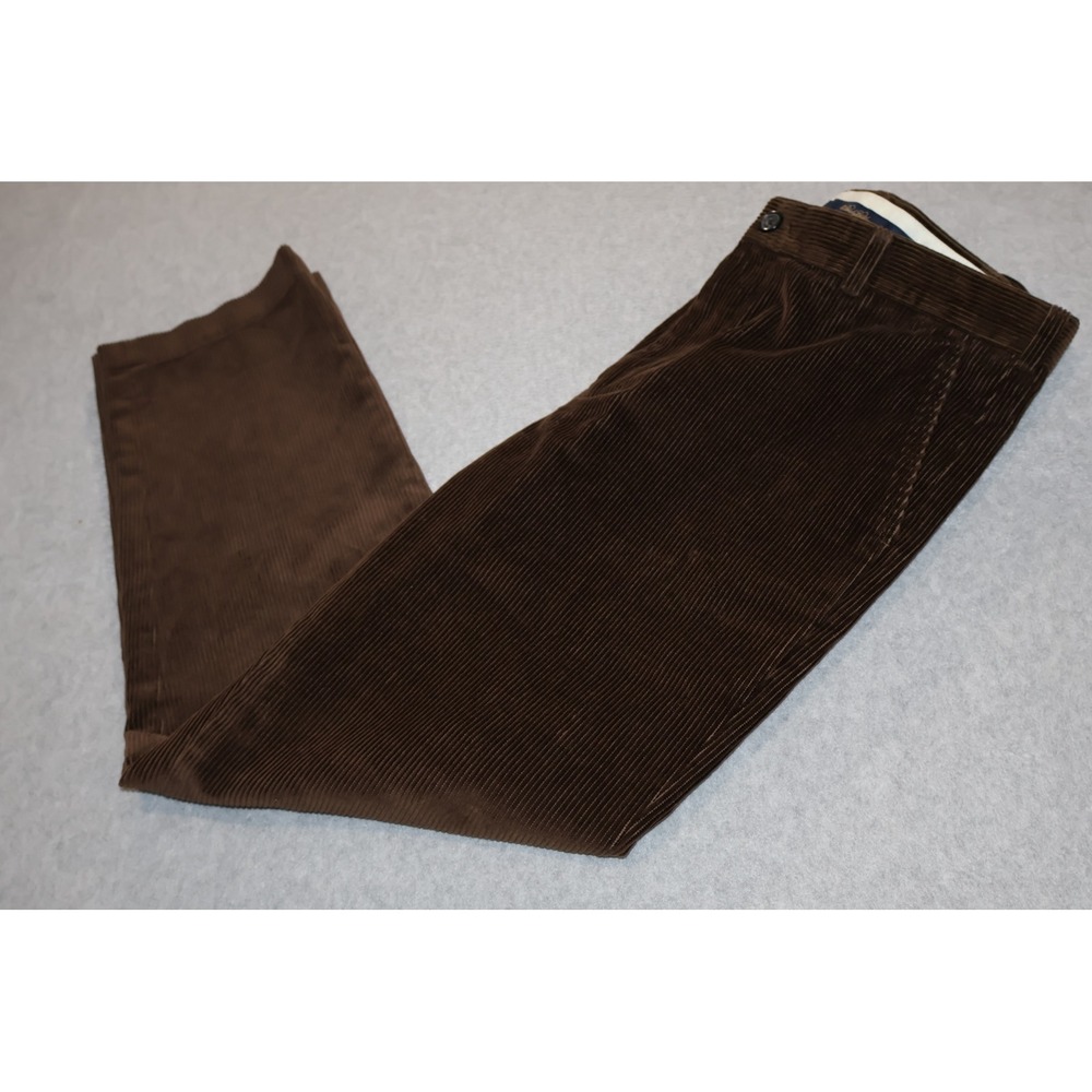 Brooks Brothers Clark Men 34x30 Brown Corduroy Flat Front Straight Leg Pants